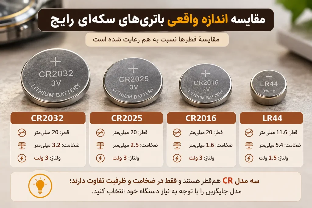 Coin Battery Size Comparison Infographic